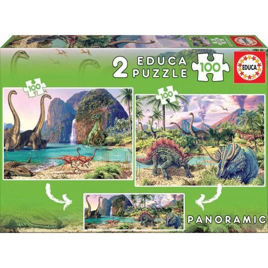 Puzle 100p x 2 Dino world (Panorama) | 8412668156203