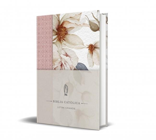 La Biblia Católica: Edición letra grande. Tapa dura, Tela rosada con flores | 9798890985309 | Biblia de América